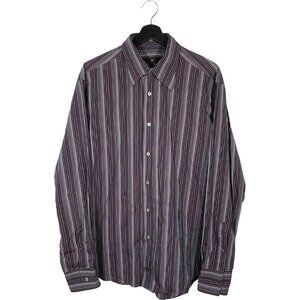 Z Zegna Vertical Stripe Pearl Button City Shirt Size XL